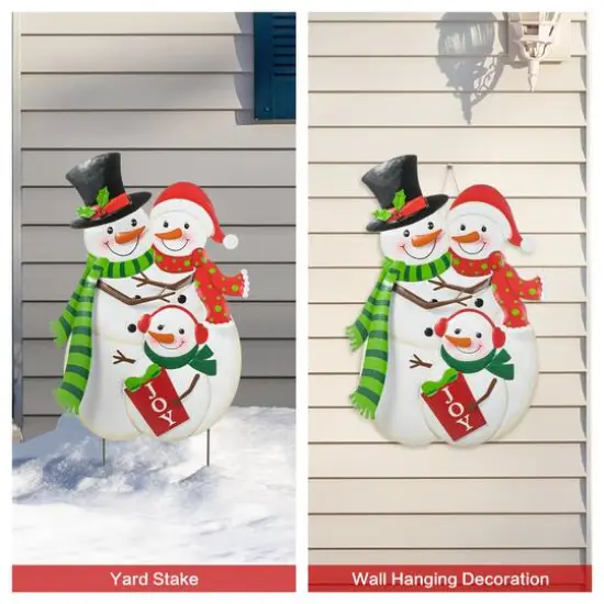 Glitzhome&reg; 2.5ft. Metal Snowman Family Yard Stake {3}
