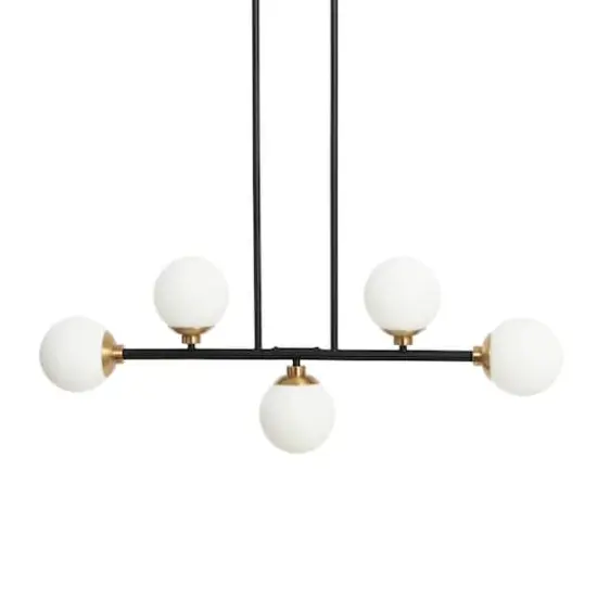 Hello Honey&reg; Robert Stevenson Lighting Lorne Matte Black Metal & Frosted Glass 5-Light Chandelier {1}
