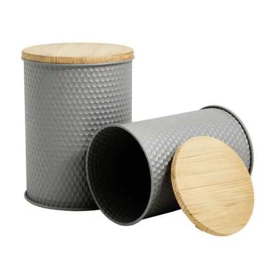 Glitzhome&reg; Metal Storage Accent Table with Solid Wood Lid Set Gray {8}