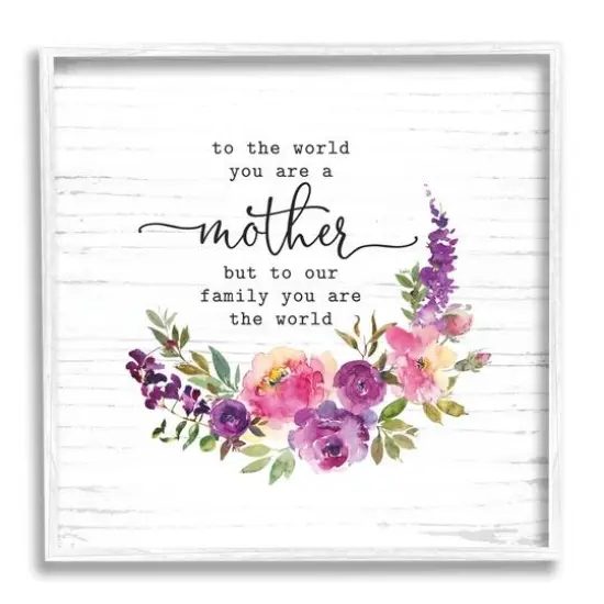 Stupell Industries Sentimental Mother's Day Flower Quote Watercolor Detail Framed Giclee Art White {1}