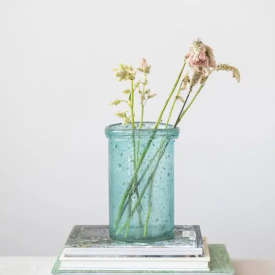 Hello Honey&reg; 9.75" Distressed Blue Coastal Glass Vase {3}