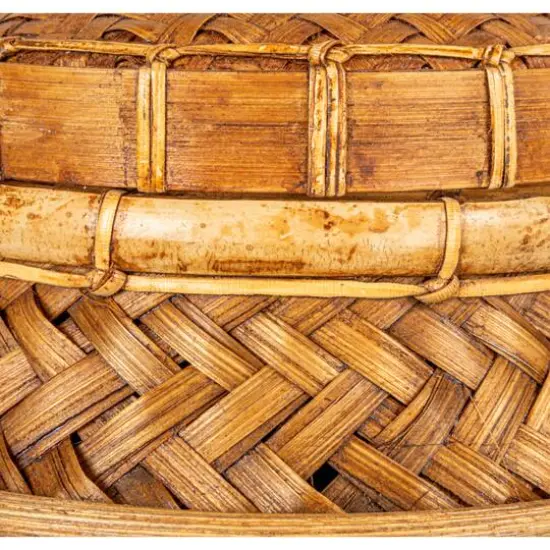 Hello Honey® 19" Natural Artisanal Bamboo & Rattan Lidded Container {9}