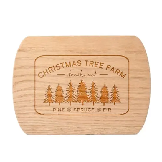 Christmas Tree Farm 8" x 11" Redwood Oval Cutting Board {1}