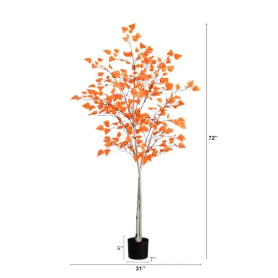 6ft. Autumn Paper Birch Artificial Fall Tree {4}