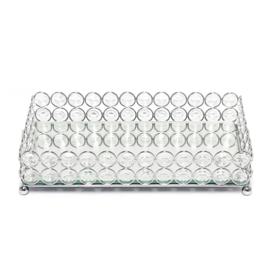 Elegant Designs&trade; 10.5" Chrome Decorative Mirrored Jewelry Vanity Tray {12}