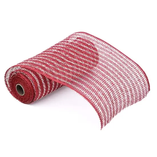 10" x 19ft. White & Red Window Poly Burlap Mesh by Celebrate It&trade; {1}