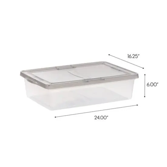 IRIS Clear Stackable Storage Boxes with Gray Lid {4}