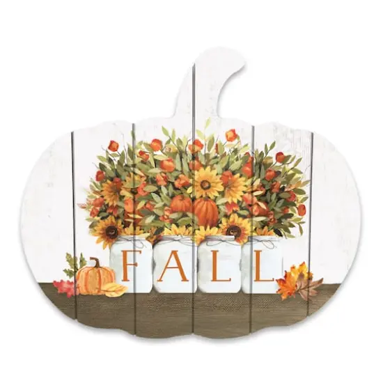 Fall Mason Jar Pumpkin Shaped Wood Wall Hanging {1}