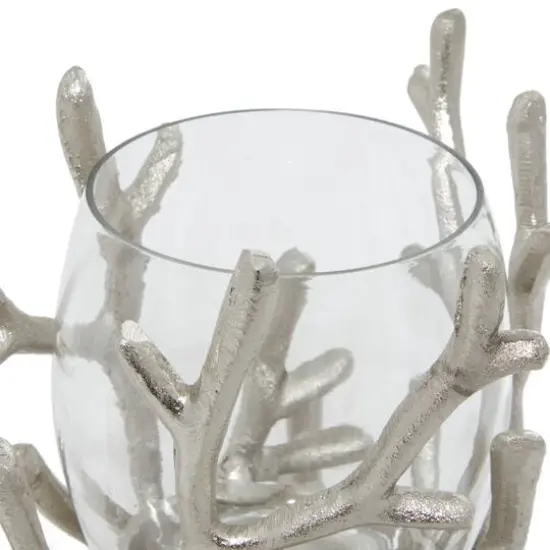 6" Silver Aluminum Coastal Candle Holder {5}