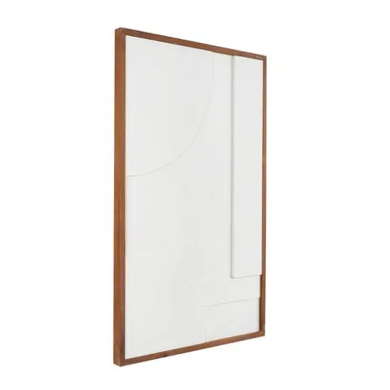 White Dimensional Geometric Wall D&eacute;cor with Brown Frame {7}