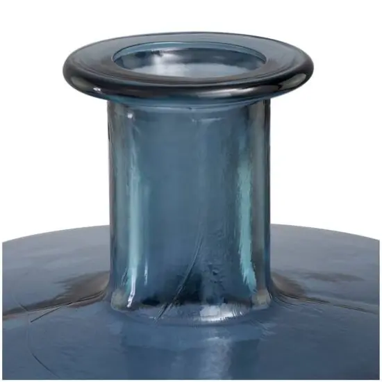 18" Blue Recycled Glass Spanish Bottleneck Vase {4}