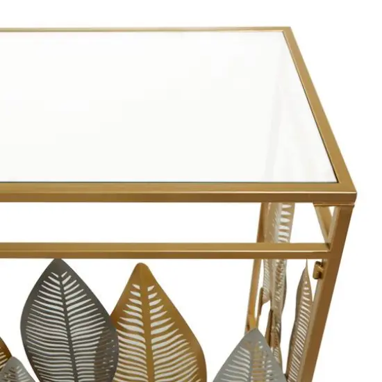 Gold Metal Contemporary Console Table, 30" x 44" x 16" {5}