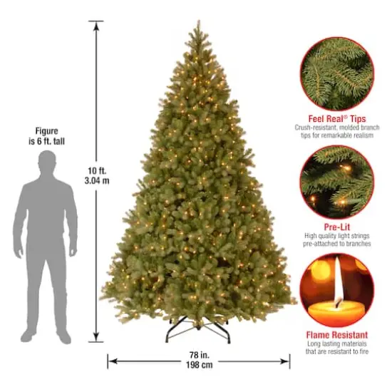 10 Ft. Pre-Lit Feel Real® Downswept Douglas Full Artificial Christmas Tree, Clear Lights {7}