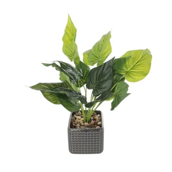 20" Green Foliage Artificial Plant with Black Ceramic Pot {1}