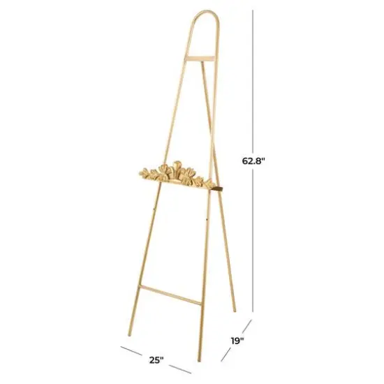 63" Gold Metal Arched Foldable 2-Tier Display Easel with Vine Emblem {6}