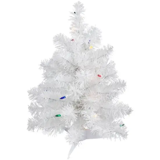 18" Pre-Lit Snow White Artificial Christmas Tree, Multicolor Lights {1}