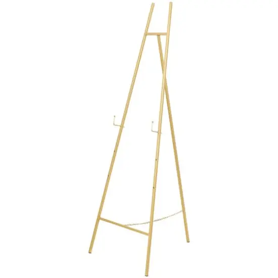 56" Gold Metal Geometric Tall Adjustable Floor 3-Tier Easel {1}