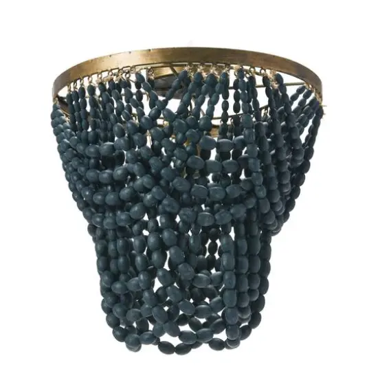 Hello Honey® 2-Tier Draped Wood Bead Semi-Flush Mount Ceiling Light Blue {7}