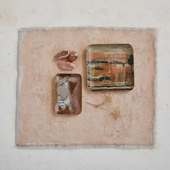 Hello Honey&reg; Earthy Landscape & Abstract Enameled Metal Tray Set {3}