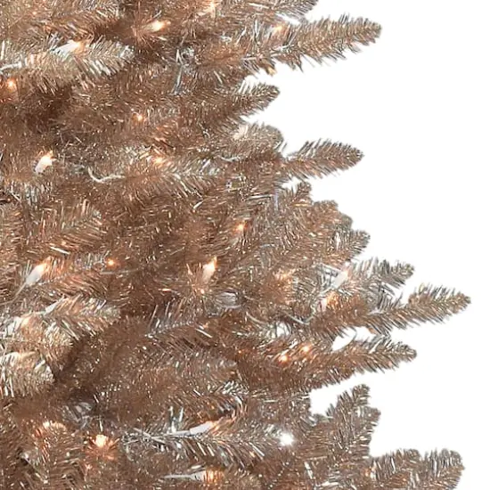 6.5ft. Pre-Lit Rose Gold Spruce Artificial Christmas Tree, Clear Lights {3}
