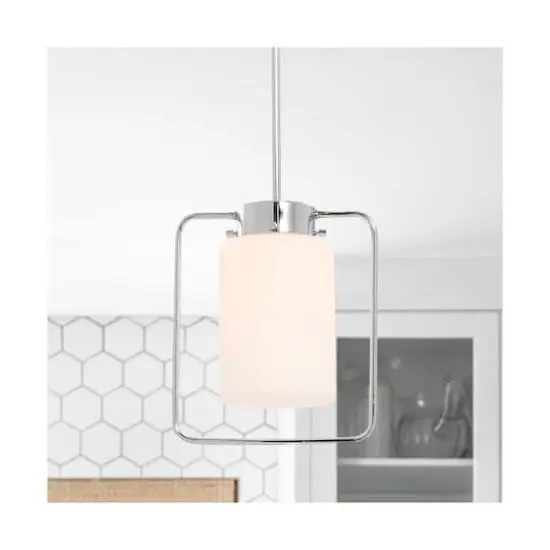 Hello Honey&reg; Robert Stevenson Lighting Ezra Metal & Frosted Glass Convertible Ceiling Light Chrome {5}
