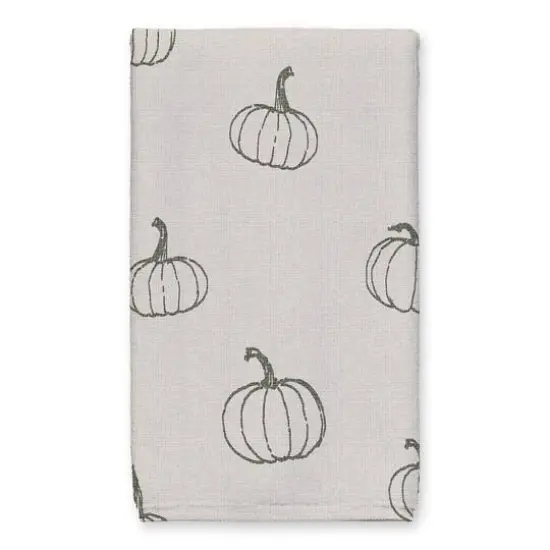 Give Thanks Gray Pumpkin Tea Towel Set {4}