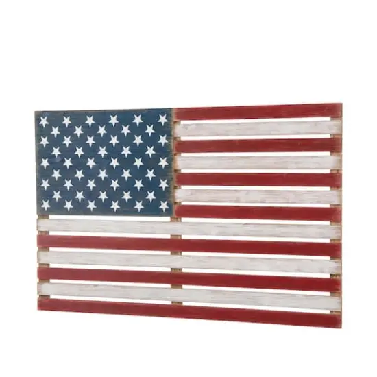 Glitzhome&reg; Wooden American Flag Hanging Wall Decor {8}