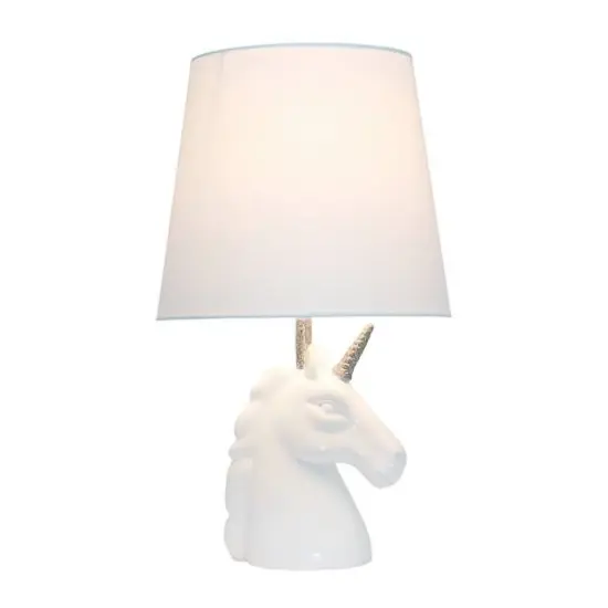 Simple Designs 15.5" Unicorn Table Lamp White/Silver Glitter {3}