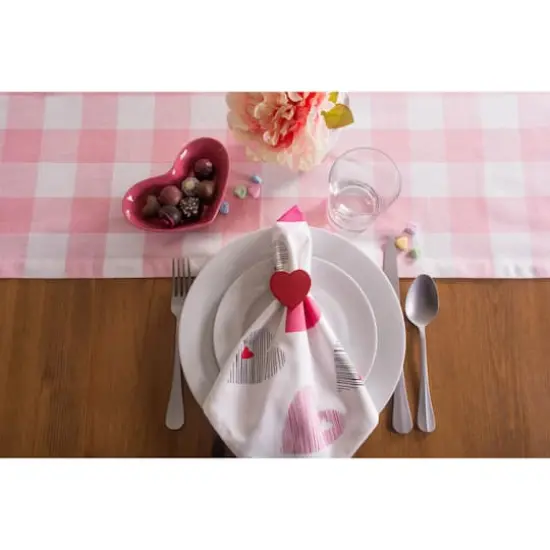 DII&reg; 108" Buffalo Check Table Runner Pink/White {4}