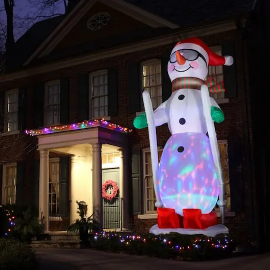 Glitzhome&reg; 20FT Giant Lighted Inflatable Disco Skiing Snowman {3}