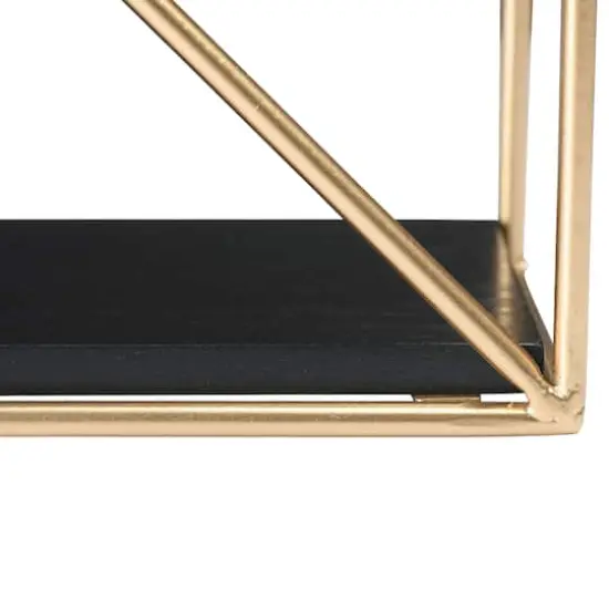 Hello Honey&reg; Wood & Metal Gold Crescent Wall Shelf Black {5}