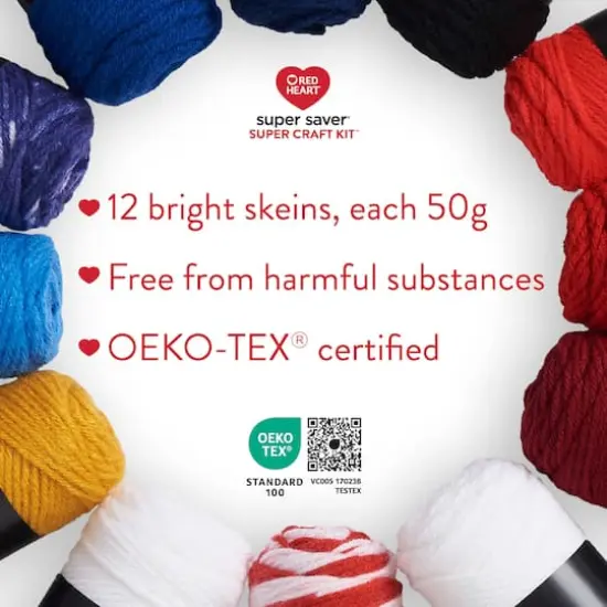 Red Heart&reg; Super Saver&reg; 12 Skein Super Craft Yarn Kit America {6}