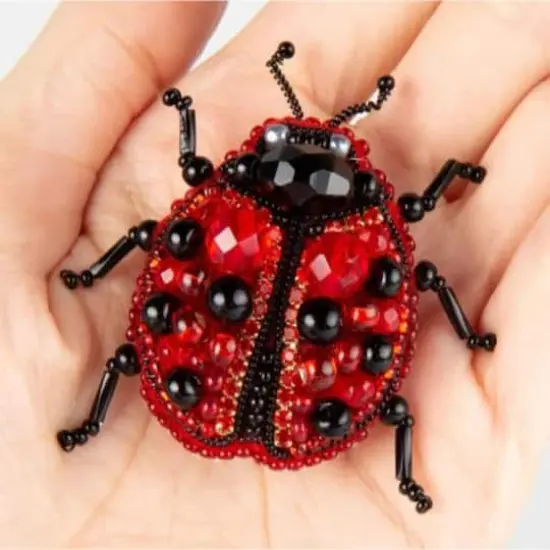 Crystal Art Beadwork Kit For Creating Broоch Ladybug {1}