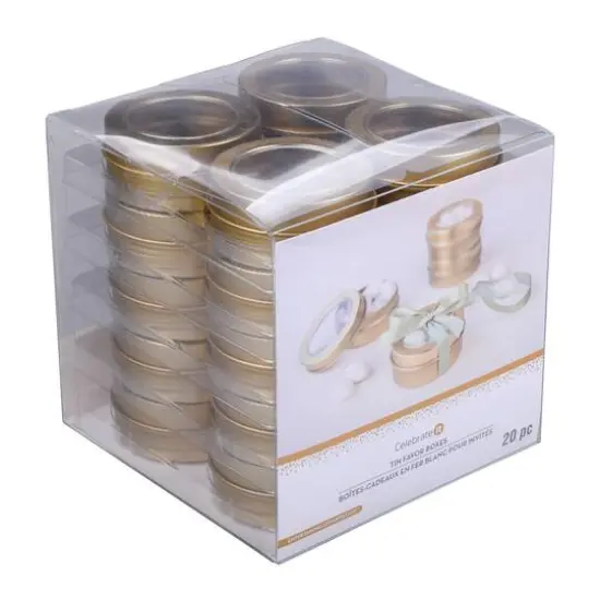 2.5" Gold Round Tin Favor Boxes, 20ct. by Celebrate It&trade; {7}