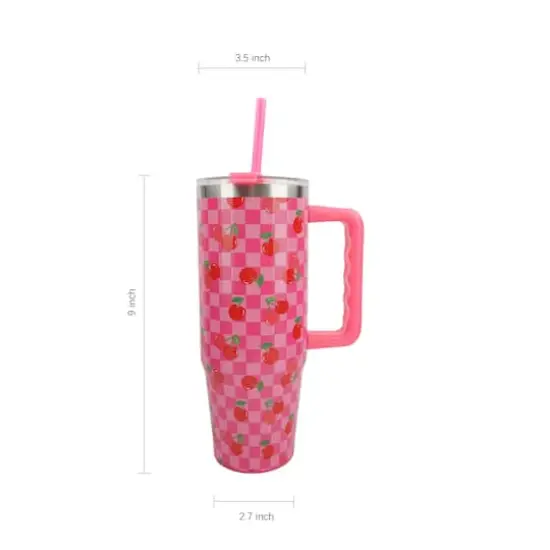 30oz. Pink Cherry Stainless Steel Insulated Tumbler by Celebrate It&trade; {6}