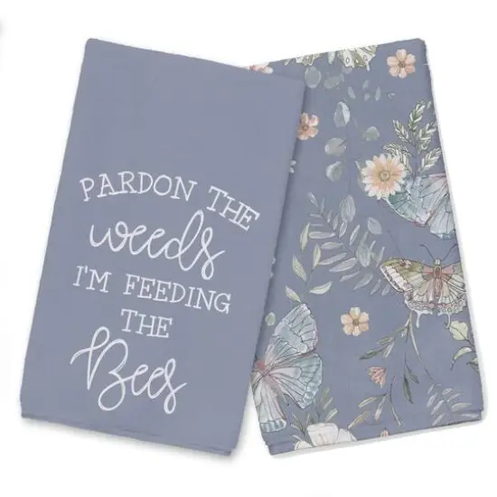 Feeding The Bees Tea Towel Set Blue {1}