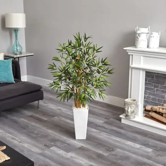 4ft. Bamboo Tree in White Tower Planter {4}