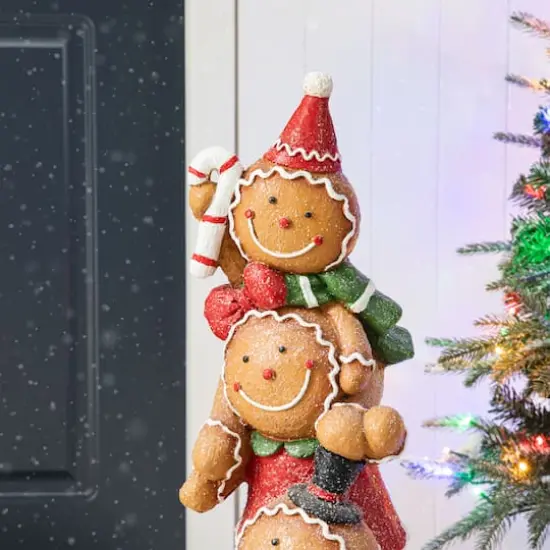 Glitzhome&reg; 29.25" Christmas Stacked Gingerbread Man Porch D&eacute;cor {6}