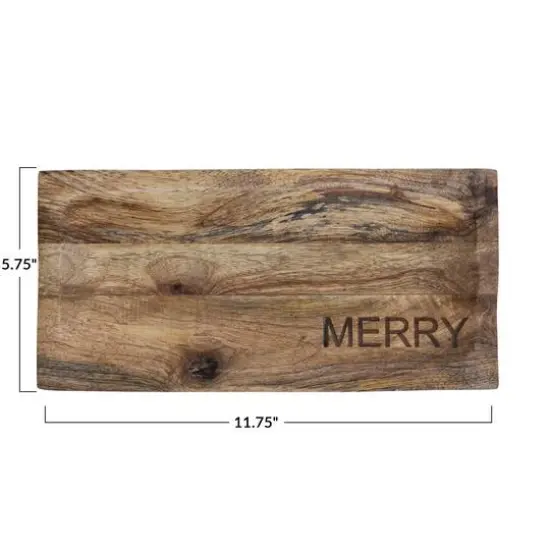 Hello Honey&reg; 12" Merry Engraved Mango Wood Cheese Cutting Board {4}