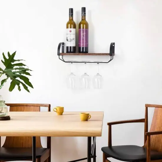 Wall Mounted Wood Wine Rack Brown {8}