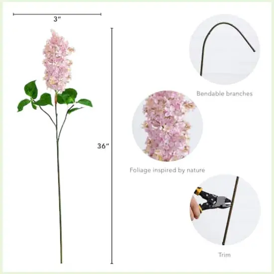 36" Pink Lilac Flower Stems, 3ct. {5}