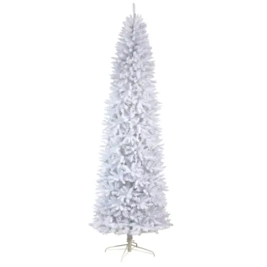 9ft. Pre-Lit Slim White Artificial Christmas Tree, Warm White LED Lights {4}