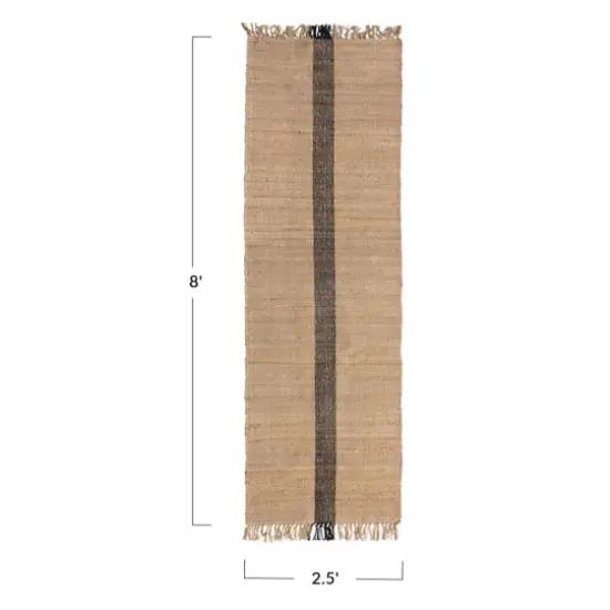 Hello Honey® Natural Jute & Cotton Floor Runner with Black Woven Stripe, 2.5ft.x9ft. {5}