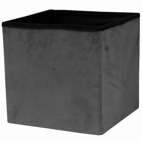Sorbus 15" Faux Suede Storage Ottoman Cube Gray {4}