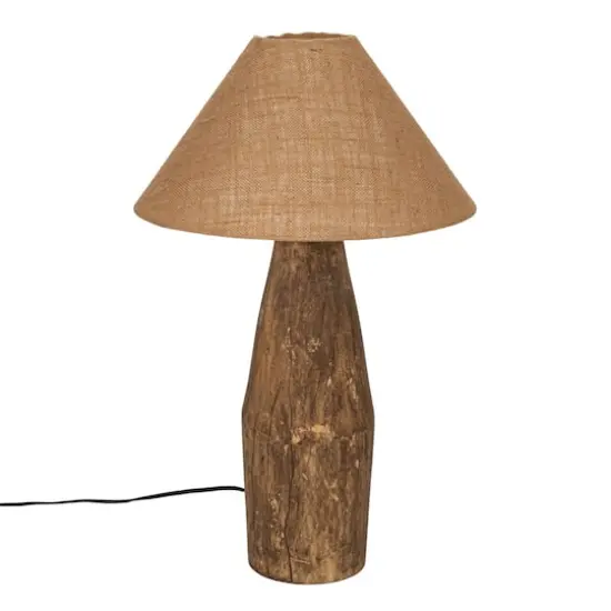 Hello Honey&reg; 26" Natural Reclaimed Wood Swivel Neck Table Lamp with Jute Shade {1}