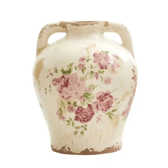 8" Tuscan Ceramic Floral Print Vase {1}