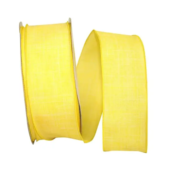 Reliant 2.5" x 50yd. Linen Wired Ribbon Yellow {1}