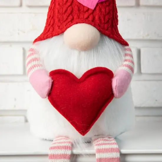 Glitzhome® 28.25" Fabric Valentine's Gnome Shelf Sitter with Dangling Legs {5}