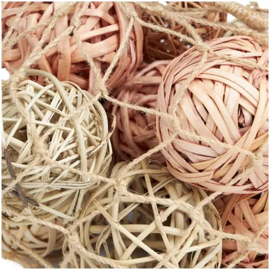 Light Brown Dried Plant Handmade Orbs & Vase Filler with Fishnet Bag Set {4}