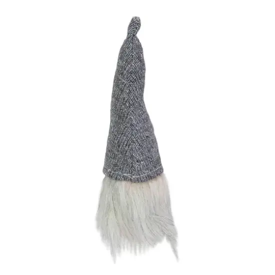 8" Metallic Gray Knit Gnome Head LED Ornament {4}
